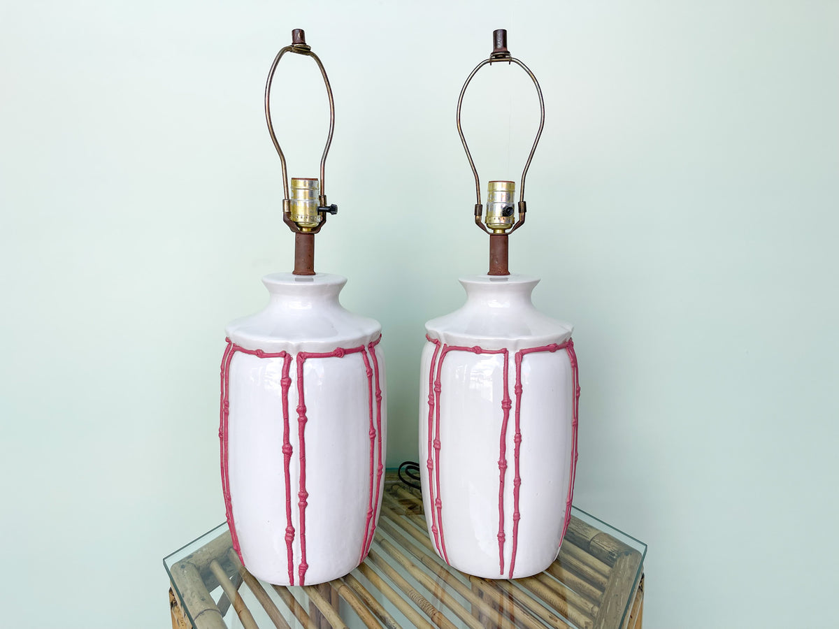 Pair of Faux Bamboo Icing Lamps
