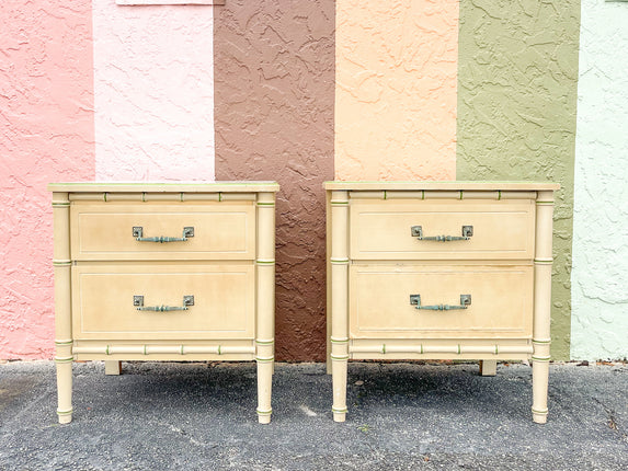 Pair of Faux Bamboo Nightstands