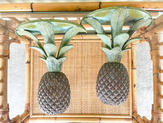 Pair of Brass Pineapple Wall Sconces