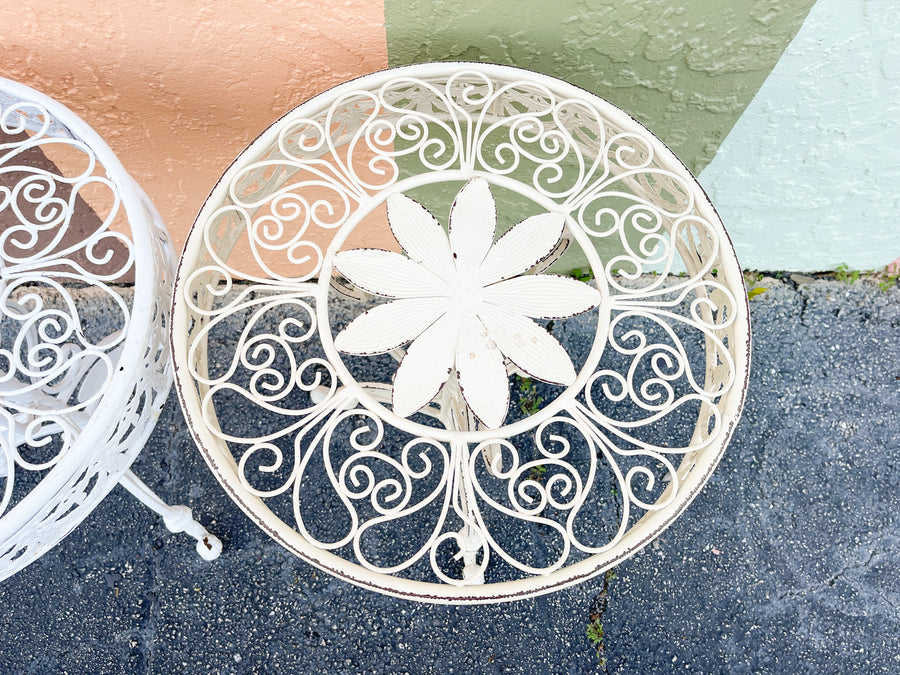 Pair of Tassel and Flower Side Tables