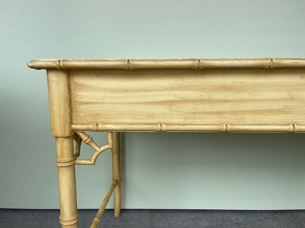 Vintage Faux-Bamboo and Brass Writing Desk/Console - Lerebours Antiques