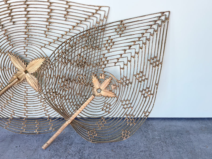 Pair of So 70s Rattan Fans