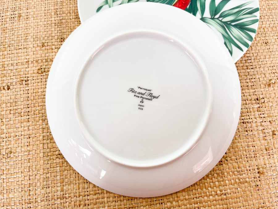Set of Nine Festive Fitz and Floyd Bird Appetizer Plates