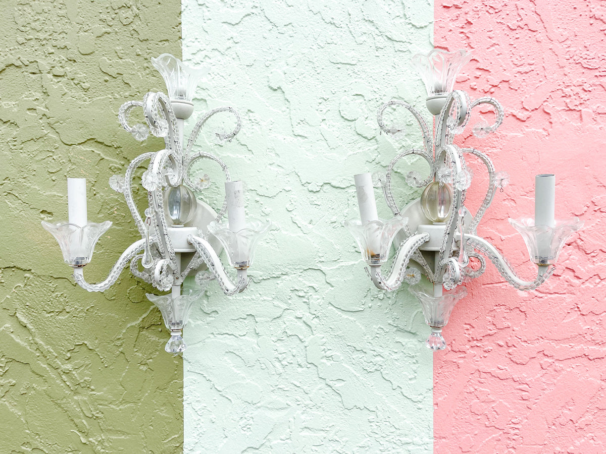 Pair of Crystal Wall Sconces