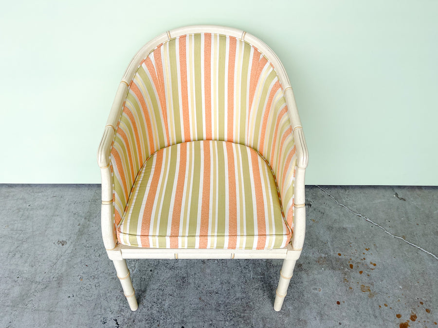 Upholstered Striped Faux Bamboo Chair