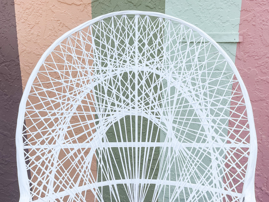 Pair of Chic White Webspun Peacock Chairs