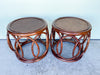 Pair of Rattan Drum Tables
