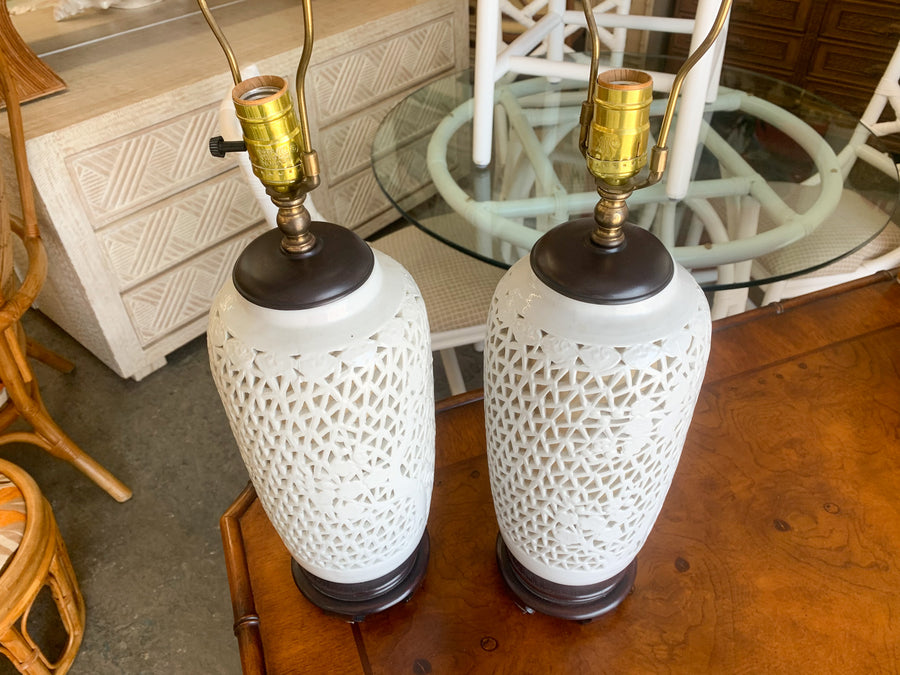 Pair of Cherry Blossom Pierced Lamps