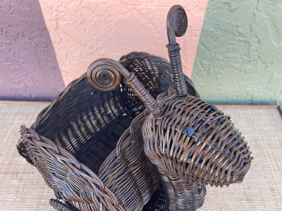 Pair of Wicker Snail Cachepots