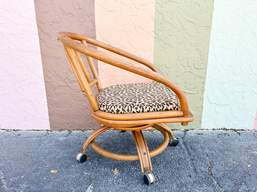 Rattan Desk Chair on Castors
