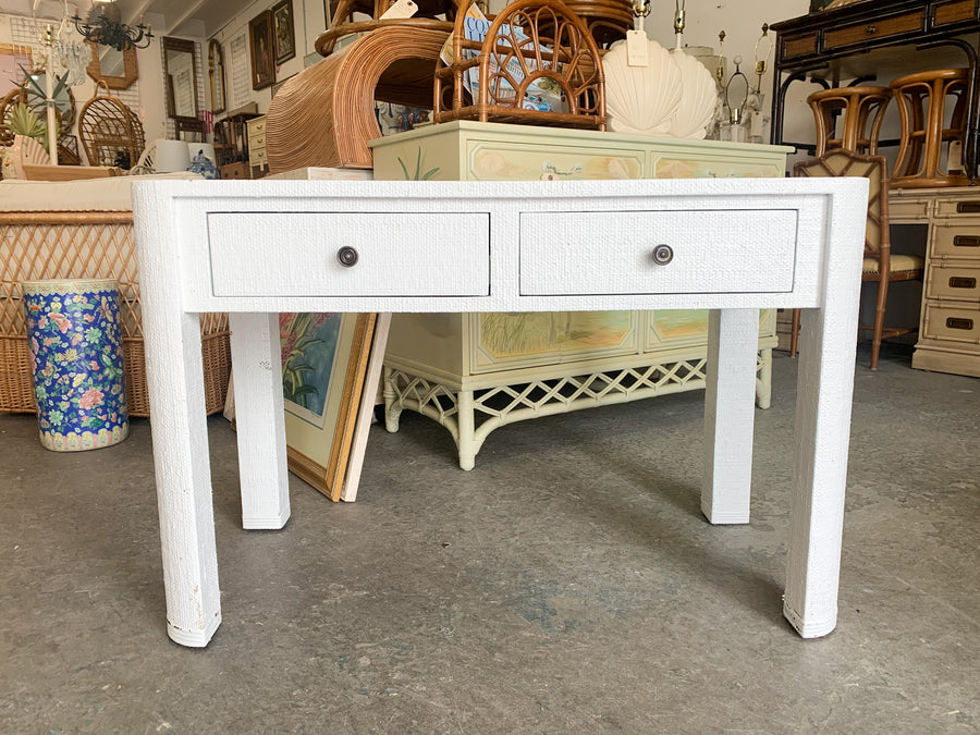 Pair of Painted Seagrass Wrapped Side Tables