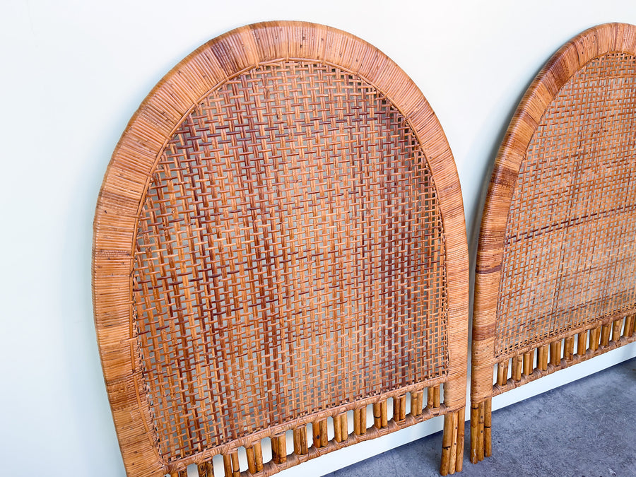 Pair of Arched Rattan Twin Headboards