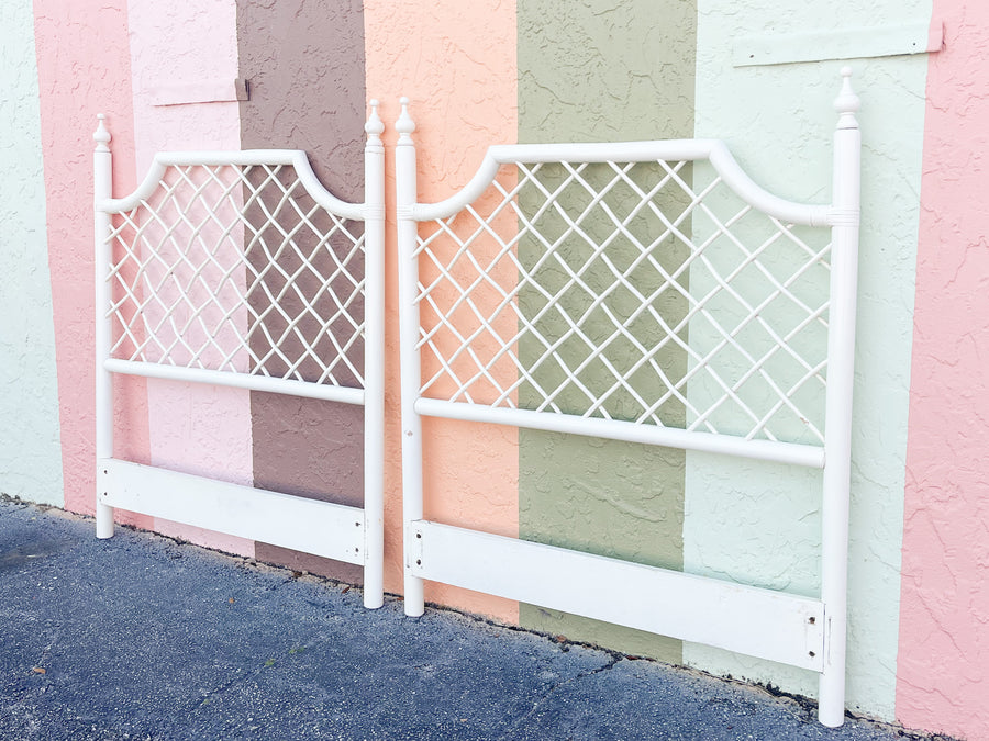 Pair of Ficks Reed Lattice Twin Headboards