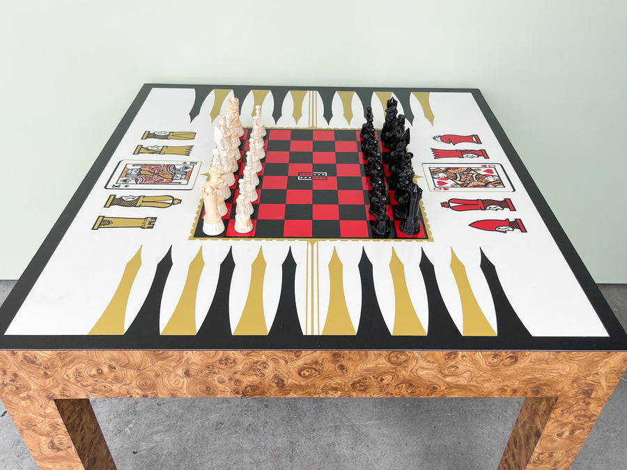 70’s Faux Burl Wood Parson Game Table