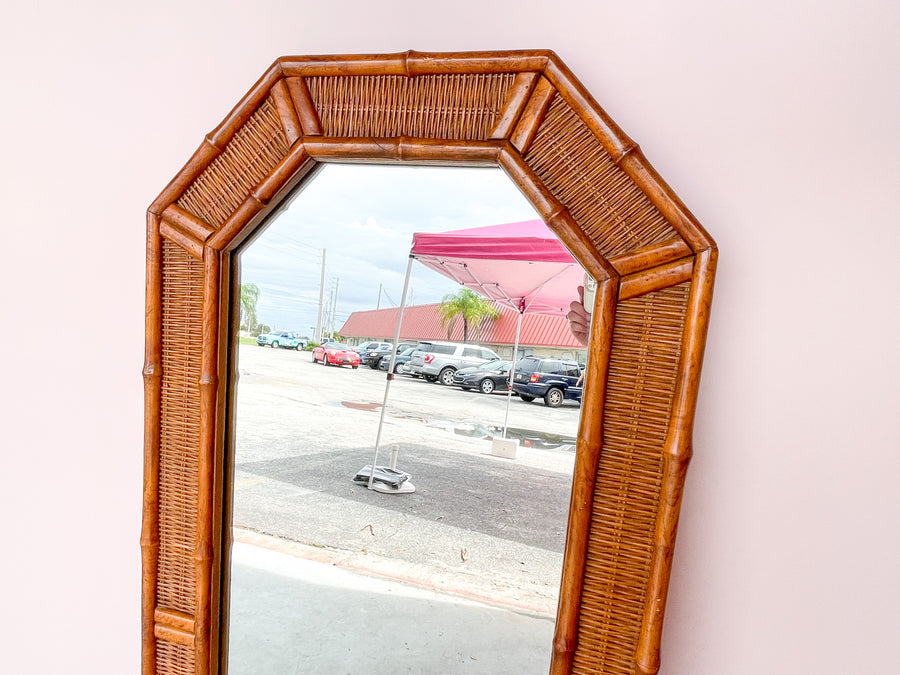 Pair of Faux Bamboo Octagon Mirrors