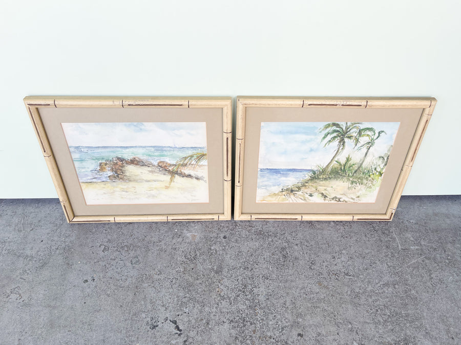 Pair of Original Water Color Beach Art