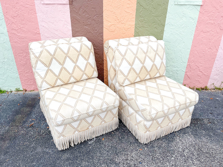 Pair of Fabulous Fringe Slipper Chairs
