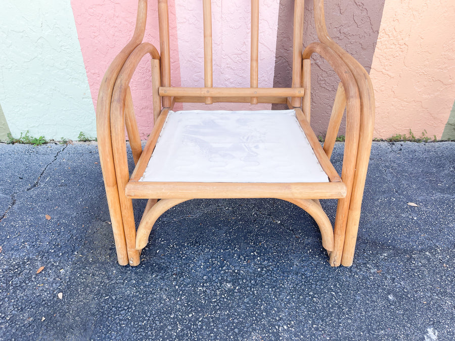 Pair of Sweet Striped Rattan Lounge Chairs