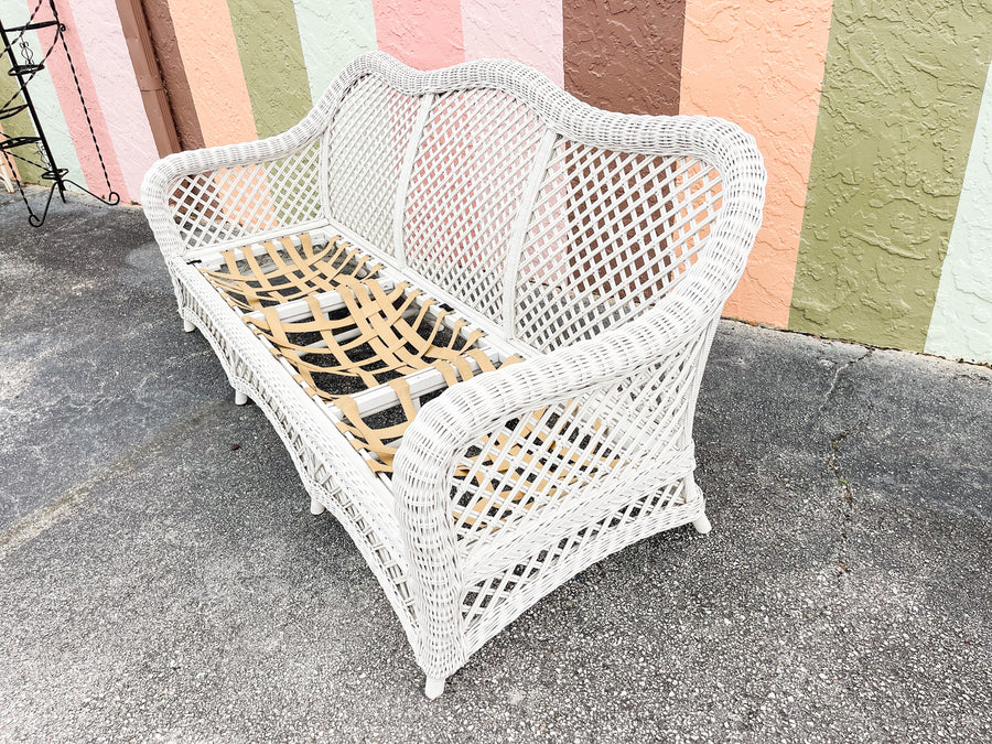 Palm Beach Braided Lattice Wicker Sofa