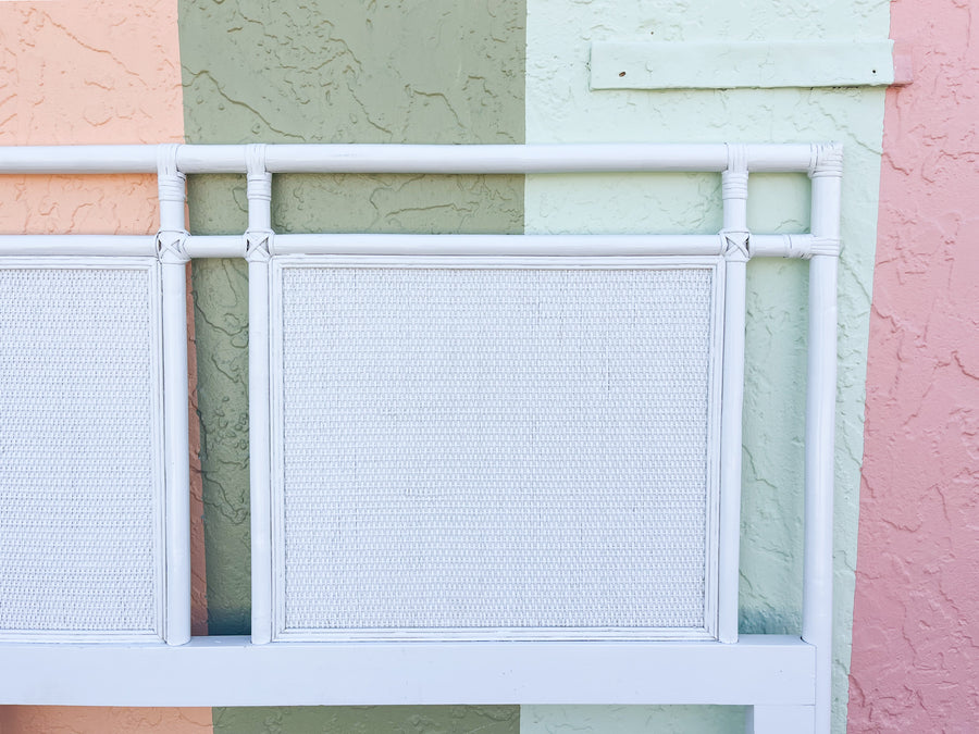 Palm Beach Chic Painted Rattan King Headboard