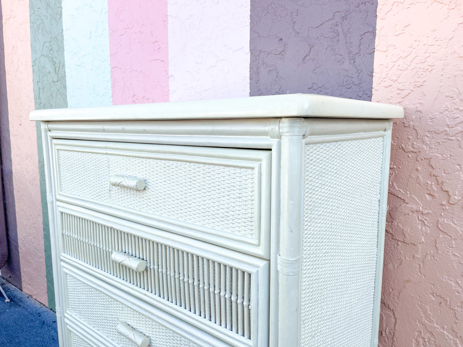 Rattan and Stick Wicker Tall Chest