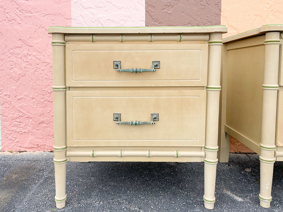 Pair of Faux Bamboo Nightstands