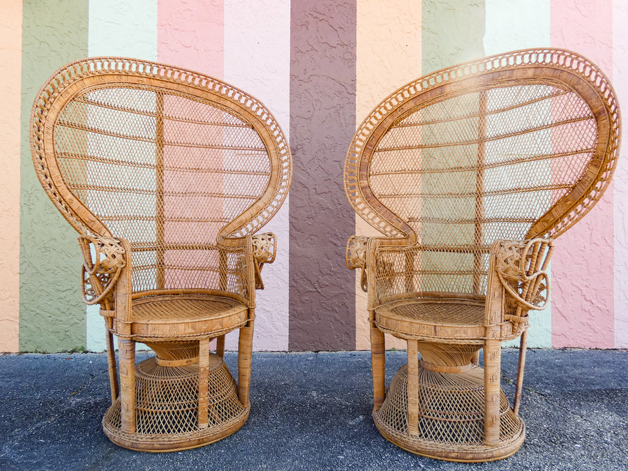 Pair of Fab Natural Peacock Chairs