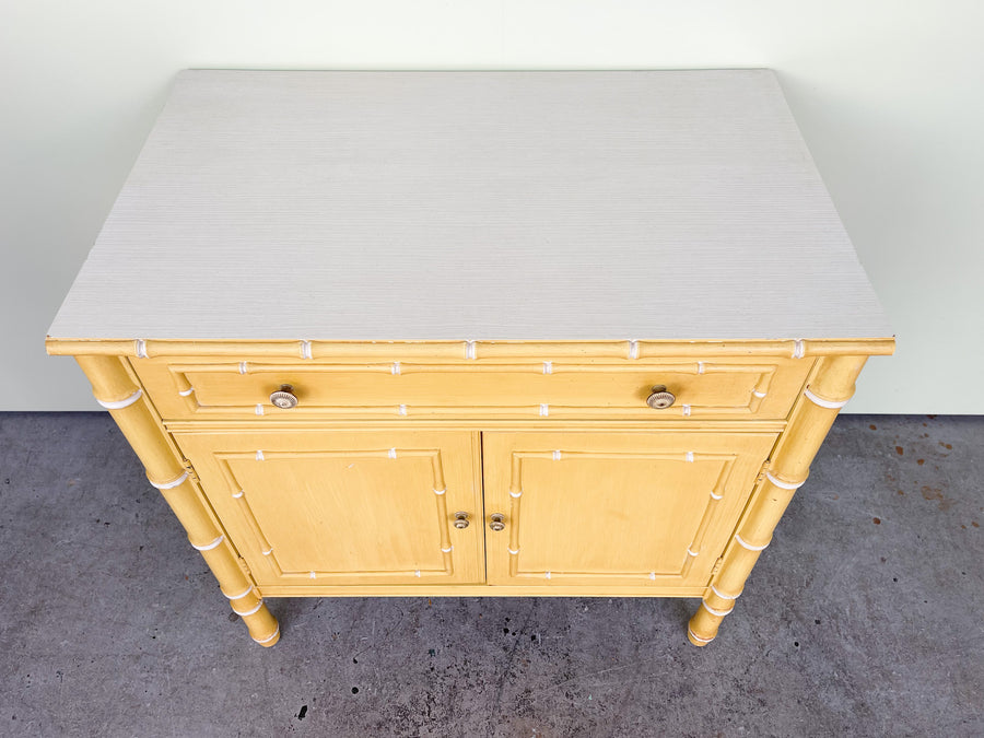 Yellow Thomasville Faux Bamboo Oversized Nightstand
