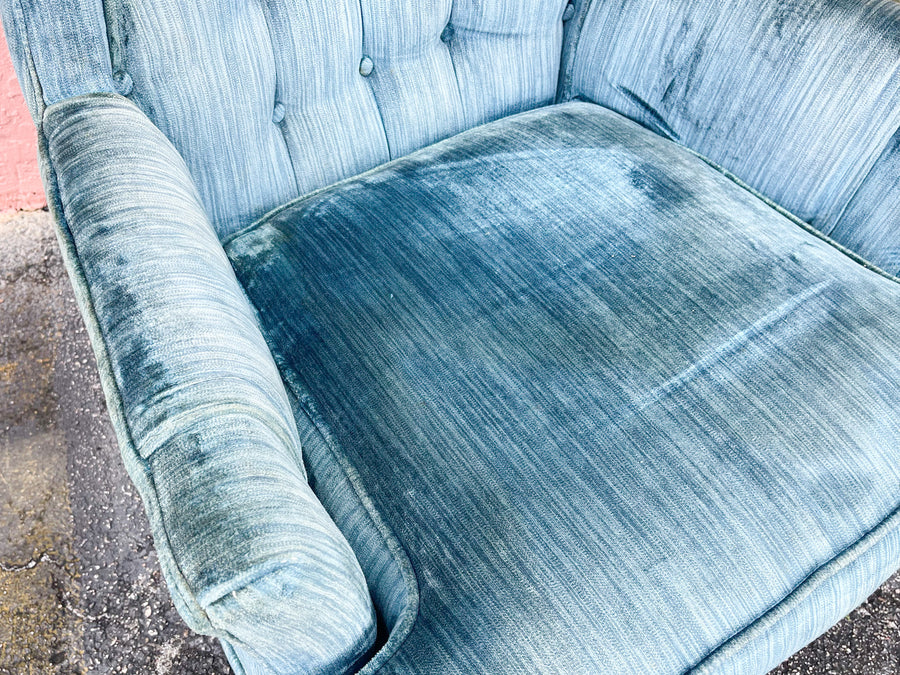Pair of MCM Teal Upholstered Chairs