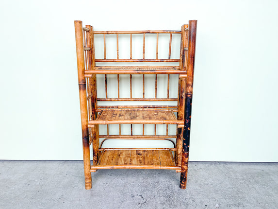 Petite Tortoiseshell Rattan Folding Etagere