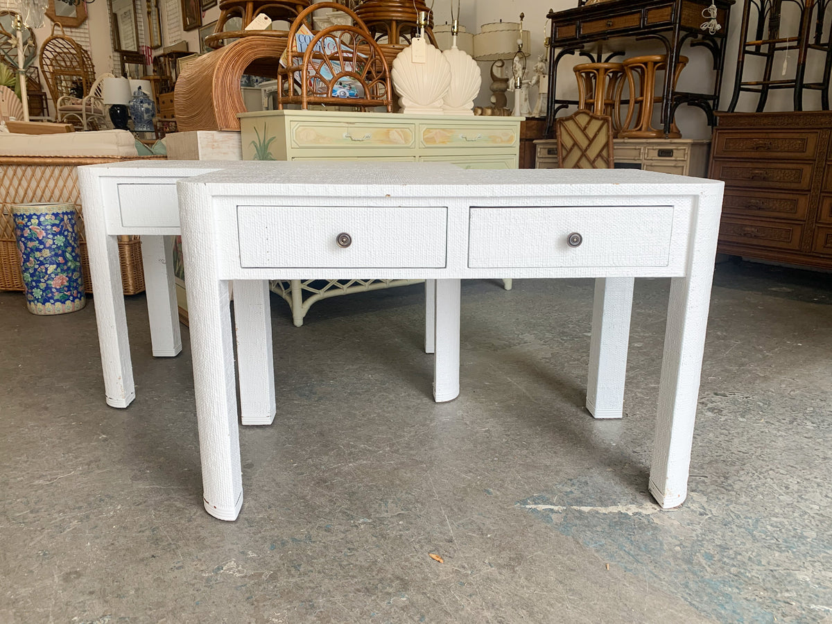 Pair of Painted Seagrass Wrapped Side Tables