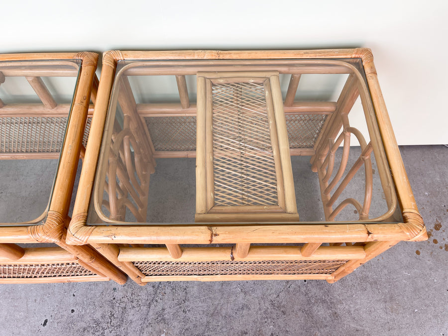 Pair of Island Style Rattan Side Tables