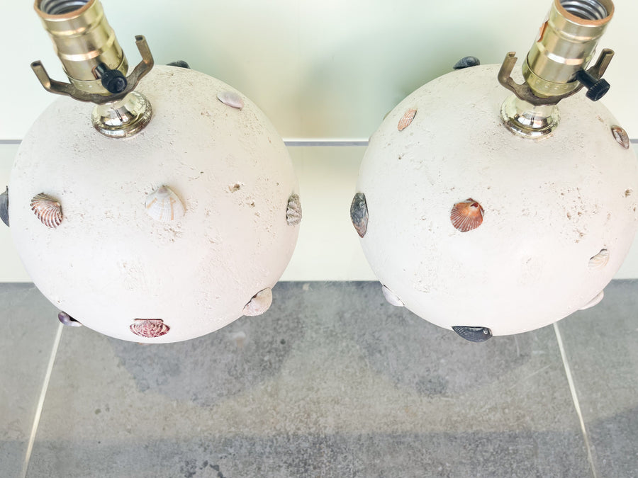 Pair of Coastal Chic Stone Lamps