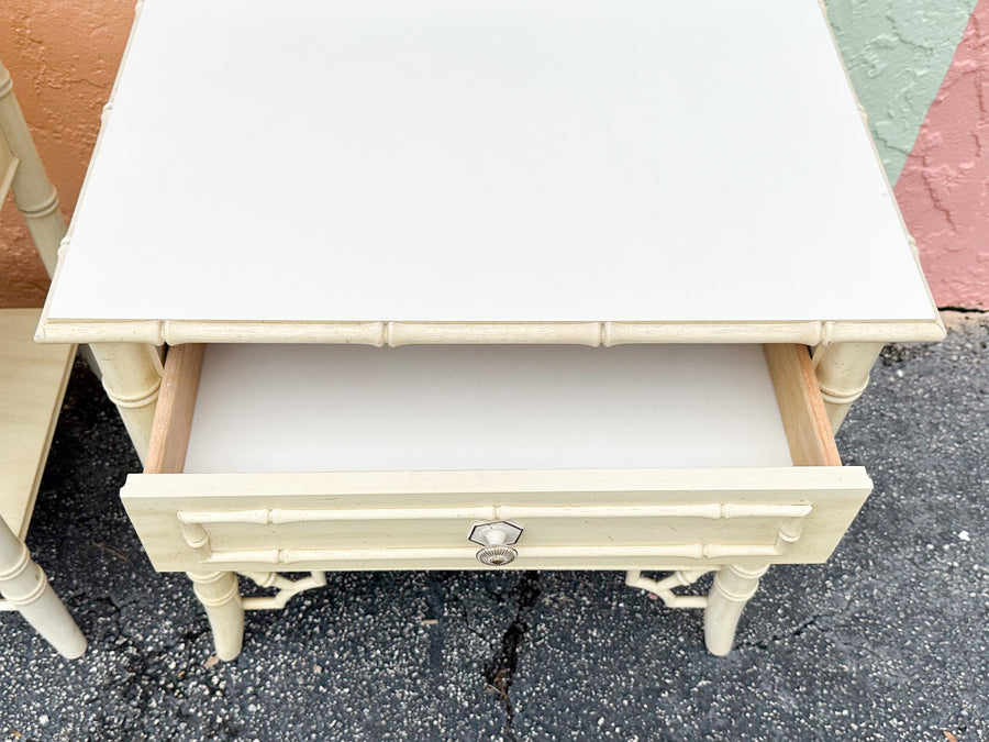 Pair of Thomasville Faux Bamboo Nightstands