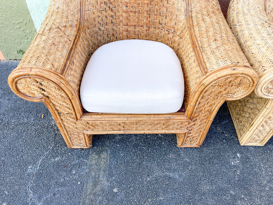 Pair of Ralph Lauren Rattan Lounge Chairs