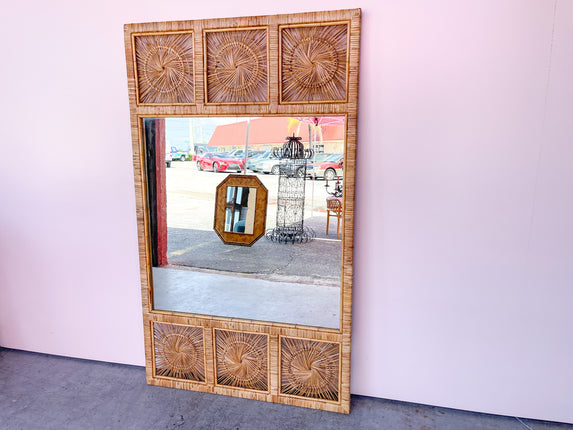 Island Style Rattan Medallion Mirror