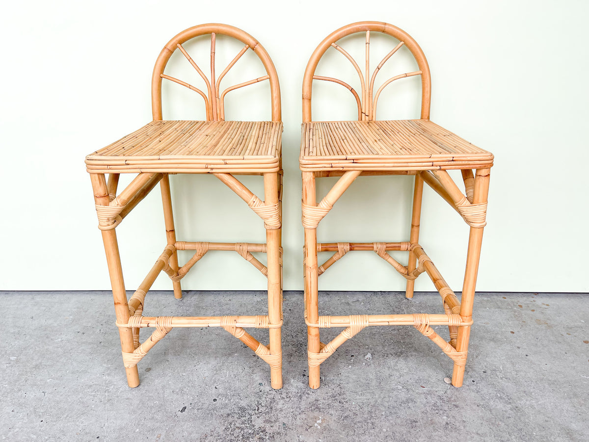 Pair of Island Chic Bamboo Bar Stools