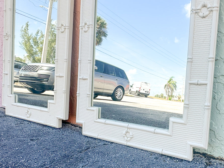 Pair of Faux Bamboo Omega Mirrors