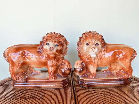 Pair of Fierce Lion Figurines