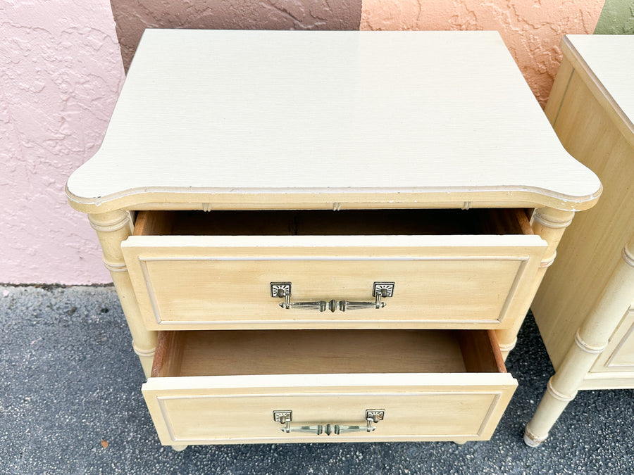 Pair of Henry Link Faux Bamboo Nightstands