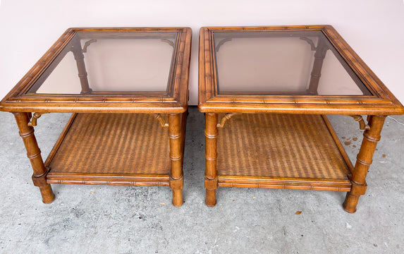 Pair of Faux Bamboo End Tables