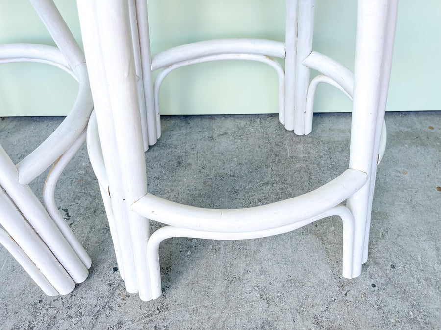 Pair of Old Florida Rattan Bar Stools