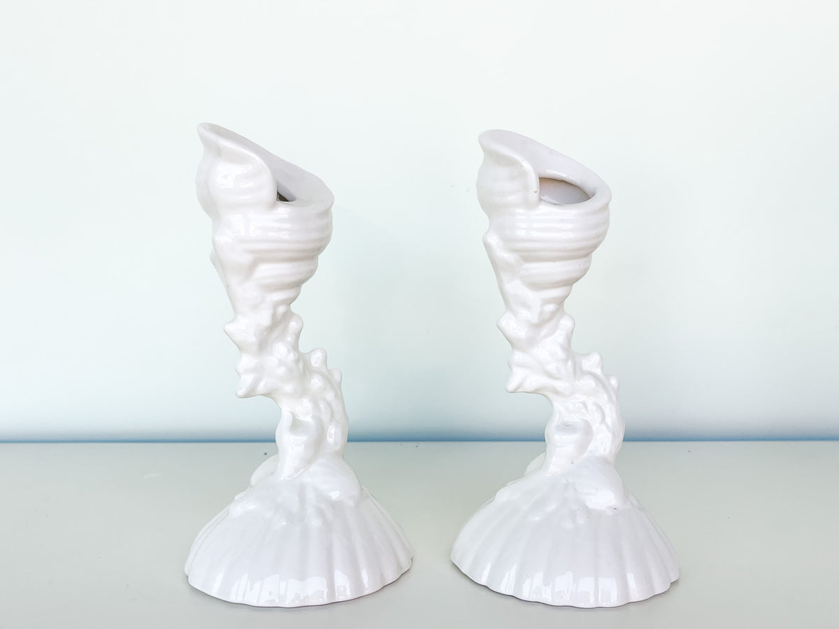 Pair of Bahamian Shell Candlesticks