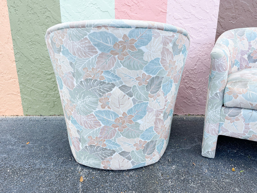 Pair of Palm Print Upholstered Chairs