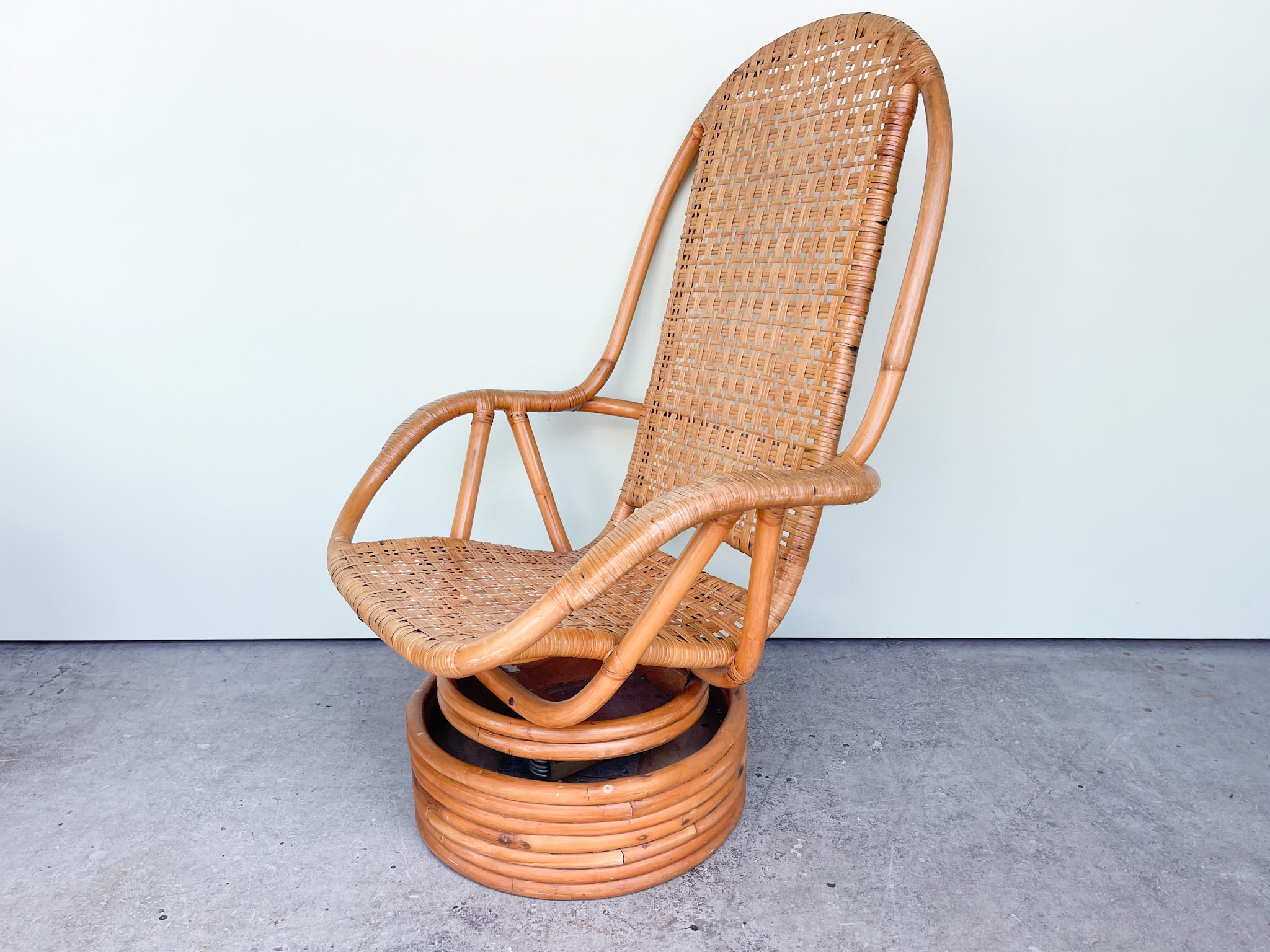 Vintage bamboo swivel chair hot sale