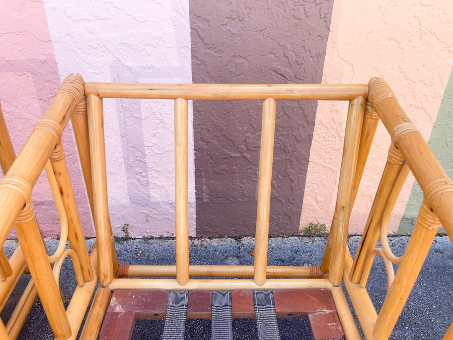 Pair of Old Florida Rattan Lounge Chairs