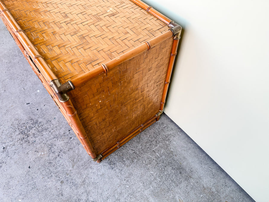 Pair of Island Style Woven Rattan Nightstands