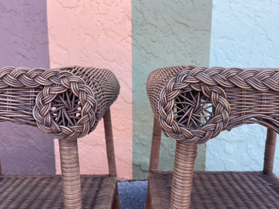 Pair of Wicker Chic Side Tables