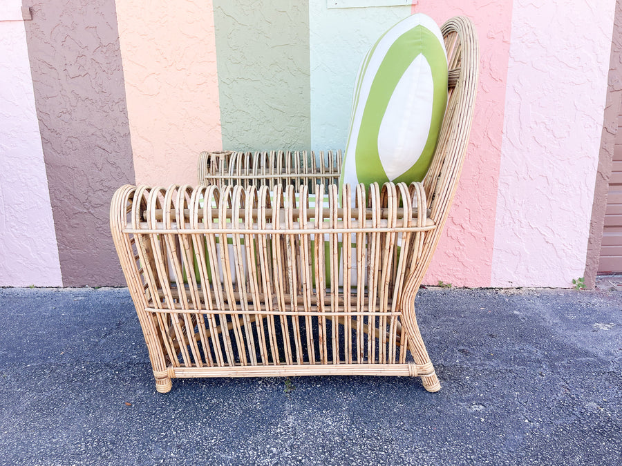 Pair of Chic Stick Wicker Lounge Chairs