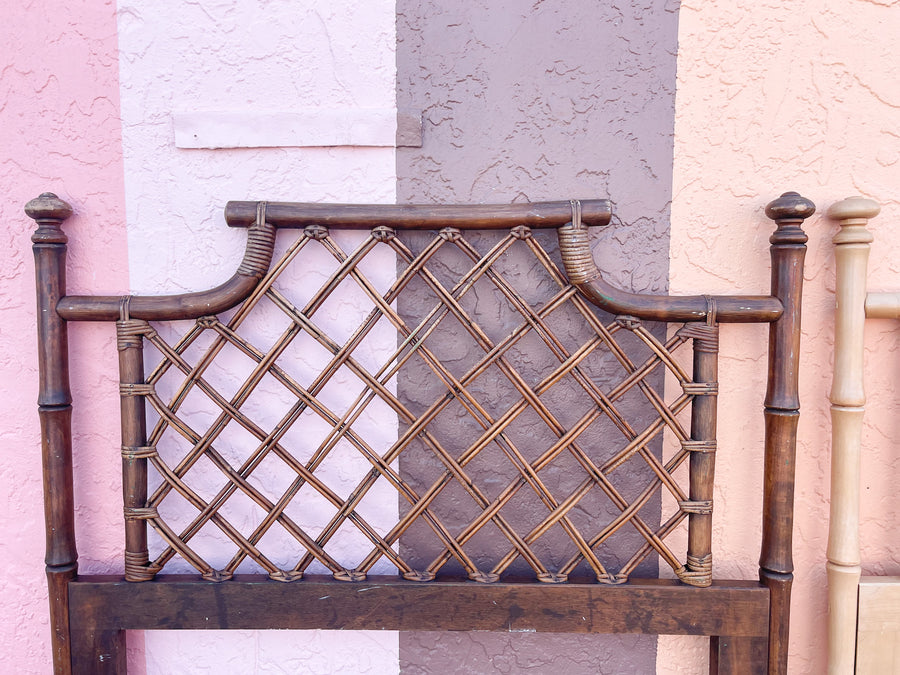 Pair of Ficks Reed Rattan Pagoda Twin Headboards